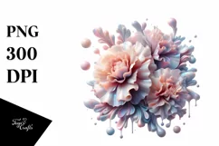 Pastel Glossy Shiny Watercolor Carnation | Clipart Product Image 1