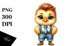 Watercolor Baby Chicken Tie Boots Clipart Product Image 3