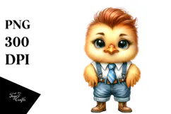 Watercolor Baby Chicken Tie Boots Clipart Product Image 1