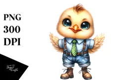 Watercolor Baby Chicken Tie Boots Clipart Product Image 1