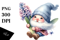 Cute Gnome with Hyacinth PNG Product Image 1