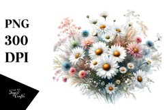 Washed Watercolor Small Daisies PNG Product Image 1
