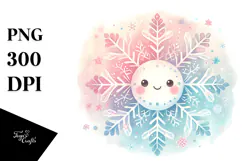 Cute Pastel Snowflake Cat, Transparent PNG Product Image 1