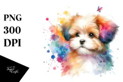 Colorful Watercolor Dog, Transparent PNG Product Image 1