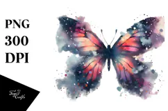Grungy Butterfly with Silhouettes,Transparent PNG Product Image 1