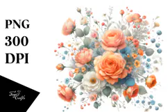 Watercolor Orange Roses | Sublimation | Clipart Product Image 1