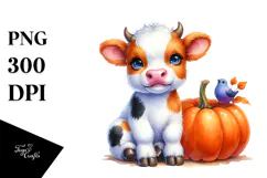 A Cute Baby Cow in Style PNG Product Image 1