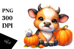A Cute Baby Cow in Style PNG Product Image 1