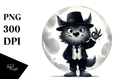 Funny Werewolf Halloween Clipart PNG Product Image 1