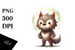 Funny Werewolf Halloween Clipart PNG Product Image 1