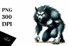Watercolor Werewolf Halloween Clipart PNG Product Image 3