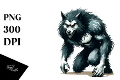 Watercolor Werewolf Halloween Clipart PNG Product Image 1