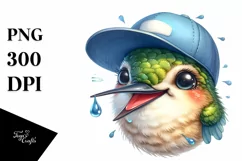 Detailed Hummingbird Portrait Tongue Out Product Image 3