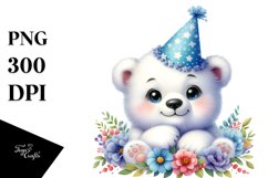 Colorful Baby Polar Bear Party Sublimation Clipart Product Image 1
