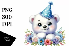 Colorful Baby Polar Bear Party Sublimation Clipart Product Image 1