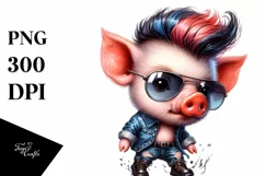 Stylish Cute Baby Pig Playing, High-Res PNG Product Image 1