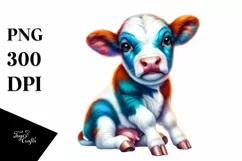 Baby Cow with Circus Tent PNG Product Image 3