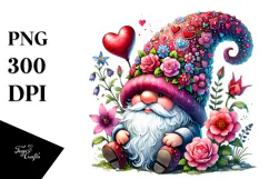 Valentines Gnome with Heart Sign PNG Product Image 1