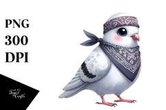 Watercolor Dove with Bandana Clipart Product Image 1