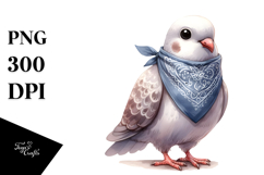 Watercolor Dove with Bandana Clipart Product Image 1