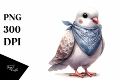 Watercolor Dove with Bandana Clipart Product Image 3