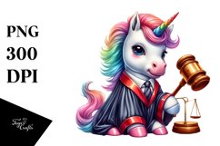 Colorful Unicorn in Judge&#039;s Robe, PNG Product Image 1