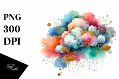 Colorful Watercolor Cloud with Small Golden Foil | Product Image 1