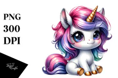 Cute Unicorn with Expressive Face, High-Res PNG Product Image 1