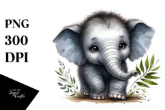 Baby Elephant with Big Eyes, PNG Product Image 1