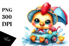 Cute Baby Rooster on Baby Car PNG Product Image 1
