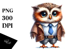 Cute Owl Standing 2 Legs Clipart Product Image 1