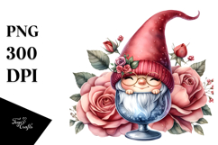 Cute Gnome with Big Hat and Rose PNG Product Image 1