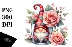 Cute Gnome with Big Hat and Rose PNG Product Image 1