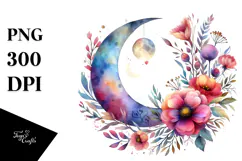 Vibrant Whimsical Moon Flowers Summer Sticker Product Image 1