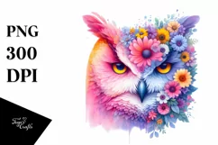 Vibrant Owl Flowers Watercolor Clipart Product Image 1