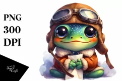 Colorful Baby Frog Aviator Sublimation Clipart Product Image 1