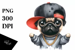 Funny Pug Clipart,Hip Hop Singer | Sublimation | Clipart Product Image 3