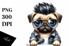 Funny Pug Clipart,Hip Hop Singer | Sublimation | Clipart Product Image 1
