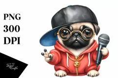 Funny Pug Clipart,Hip Hop Singer | Sublimation | Clipart Product Image 3