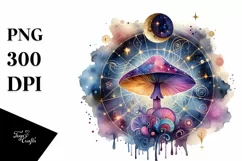 Watercolor Magical Celestial Mushroom PNG Product Image 1