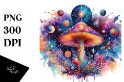 Watercolor Magical Celestial Mushroom PNG Product Image 1
