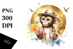Happy Monkey with Cocktail, High-Res PNG Product Image 1