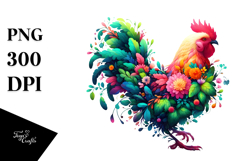 Vibrant Watercolor Chicken with Abstract Frame, Transparent Product Image 1