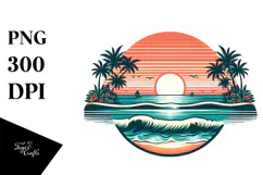 Retro Tropical Beach Sunset, 20 oz Tumbler Product Image 1