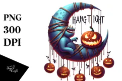 Funny Halloween Monster with Hang Tight Text PNG Product Image 1