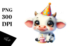 Cute Baby Cow, Christmas PNG Product Image 1