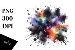 Colorful Black Watercolor Splash Stains | Sublimation Product Image 3