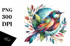 Abstract Vibrant Watercolor Bird PNG Product Image 3