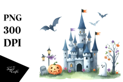 Simple Funny Halloween Clipart with Castle PNG Product Image 1