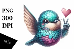Funny Cute Hummingbird Portrait Doing the Love Sign Product Image 1